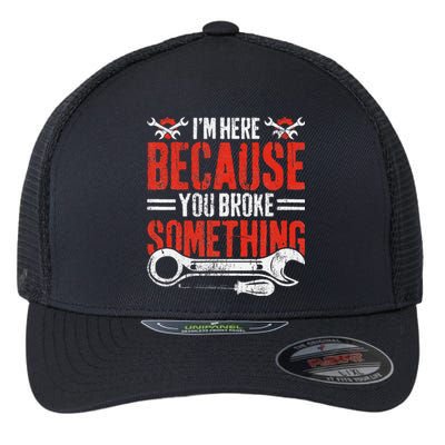 Funny Mechanic Engineer Art For Dad Husband Grandpa Gift Flexfit Unipanel Trucker Cap