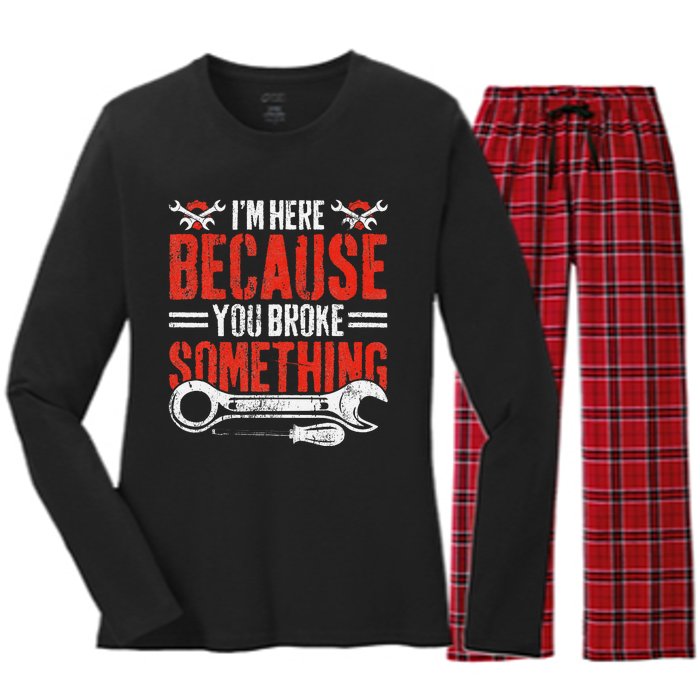 Funny Mechanic Engineer Art For Dad Husband Grandpa Gift Women's Long Sleeve Flannel Pajama Set 