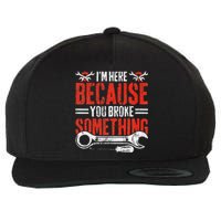 Funny Mechanic Engineer Art For Dad Husband Grandpa Gift Wool Snapback Cap