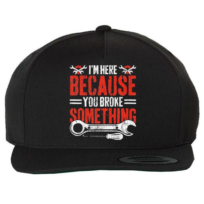 Funny Mechanic Engineer Art For Dad Husband Grandpa Gift Wool Snapback Cap