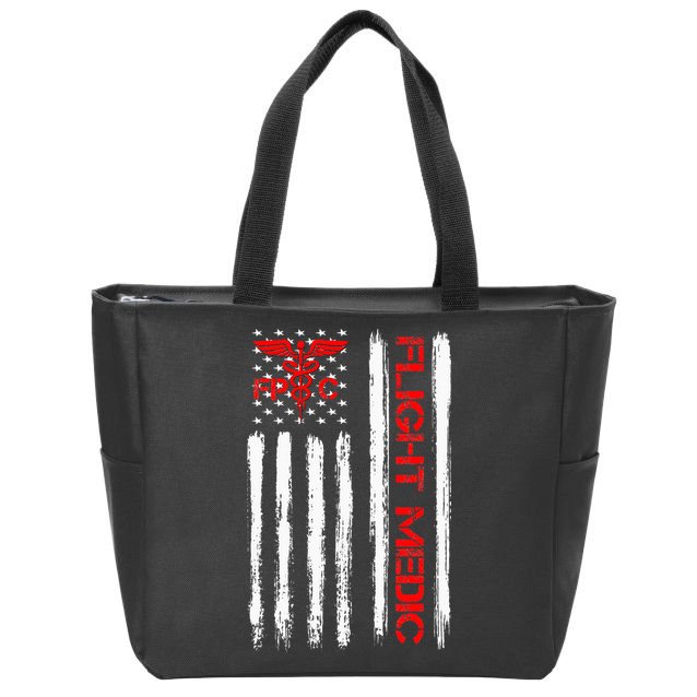 Flight Medic EMS EMT Nurse Paramedic US American Flag Gift Zip Tote Bag