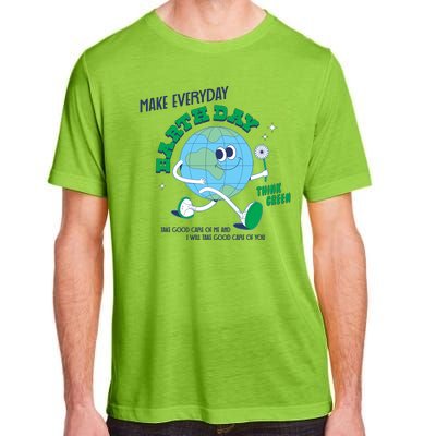 Funny Make Everyday Earth Day Think Green Cartoon Earth Adult ChromaSoft Performance T-Shirt