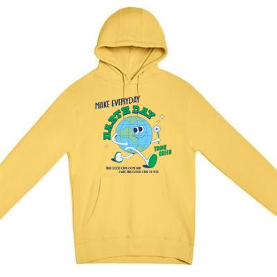 Funny Make Everyday Earth Day Think Green Cartoon Earth Premium Pullover Hoodie