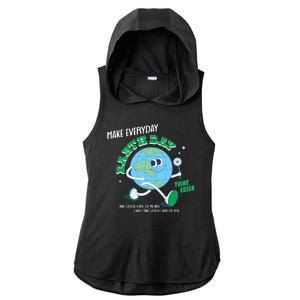 Funny Make Everyday Earth Day Think Green Cartoon Earth Ladies PosiCharge Tri-Blend Wicking Draft Hoodie Tank