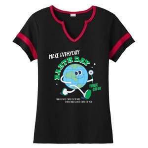 Funny Make Everyday Earth Day Think Green Cartoon Earth Ladies Halftime Notch Neck Tee