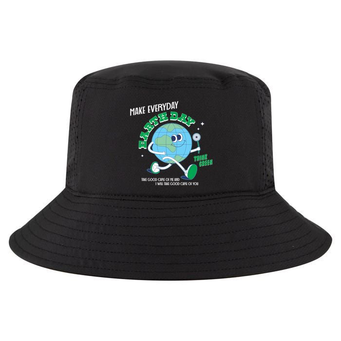 Funny Make Everyday Earth Day Think Green Cartoon Earth Cool Comfort Performance Bucket Hat