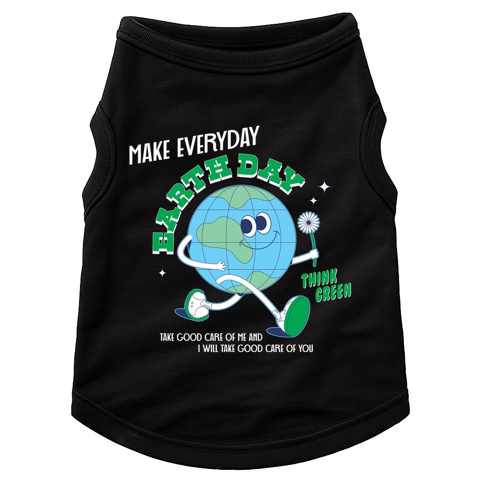 Funny Make Everyday Earth Day Think Green Cartoon Earth Doggie Tank