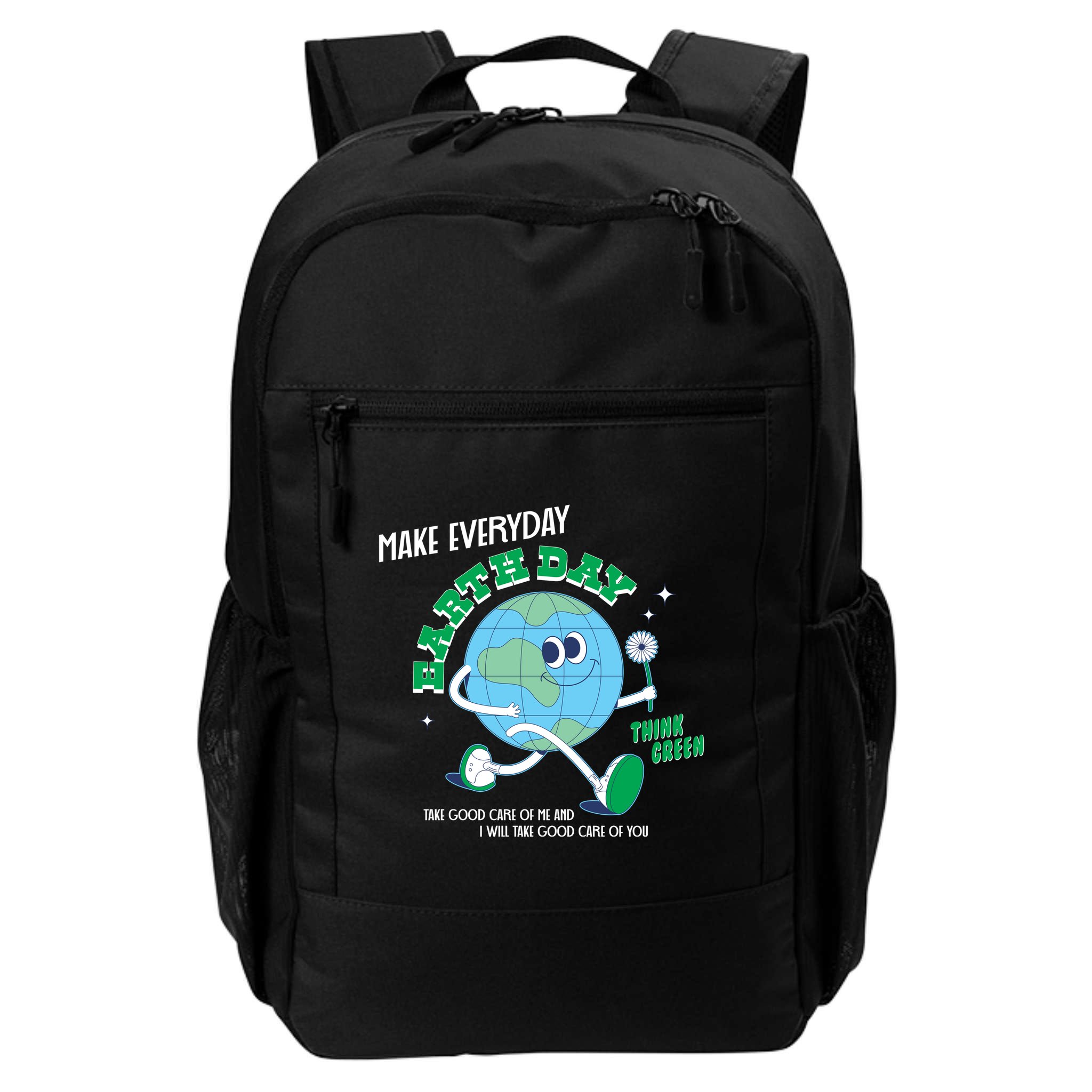 Funny Make Everyday Earth Day Think Green Cartoon Earth Backpack