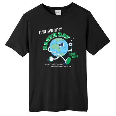 Funny Make Everyday Earth Day Think Green Cartoon Earth Tall Fusion ChromaSoft Performance T-Shirt