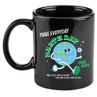 Funny Make Everyday Earth Day Think Green Cartoon Earth 11oz C Handle Ceramic Mug