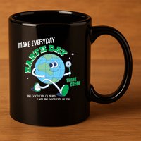Funny Make Everyday Earth Day Think Green Cartoon Earth 11oz C Handle Ceramic Mug