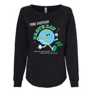 Funny Make Everyday Earth Day Think Green Cartoon Earth Womens California Wash Sweatshirt