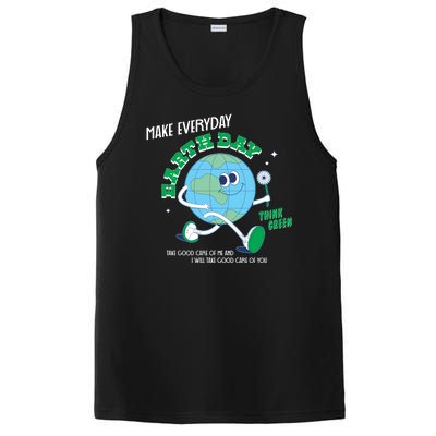 Funny Make Everyday Earth Day Think Green Cartoon Earth PosiCharge Competitor Tank