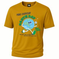 Funny Make Everyday Earth Day Think Green Cartoon Earth Cooling Performance Crew T-Shirt