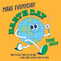 Funny Make Everyday Earth Day Think Green Cartoon Earth Cooling Performance Crew T-Shirt