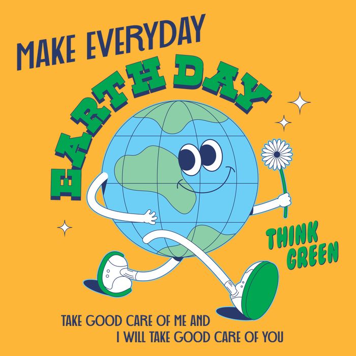 Funny Make Everyday Earth Day Think Green Cartoon Earth Cooling Performance Crew T-Shirt