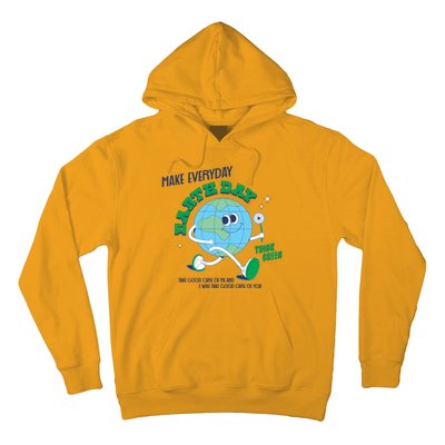 Funny Make Everyday Earth Day Think Green Cartoon Earth Hoodie