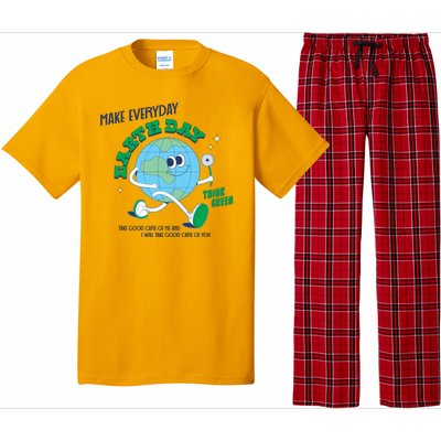 Funny Make Everyday Earth Day Think Green Cartoon Earth Pajama Set