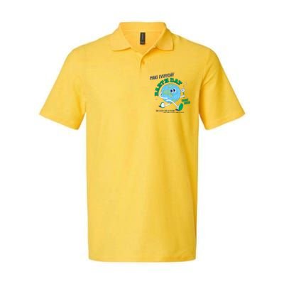 Funny Make Everyday Earth Day Think Green Cartoon Earth Softstyle Adult Sport Polo