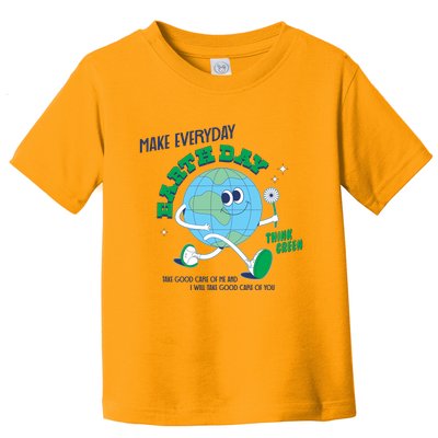 Funny Make Everyday Earth Day Think Green Cartoon Earth Toddler T-Shirt