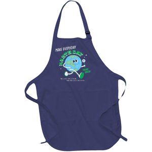 Funny Make Everyday Earth Day Think Green Cartoon Earth Full-Length Apron With Pockets