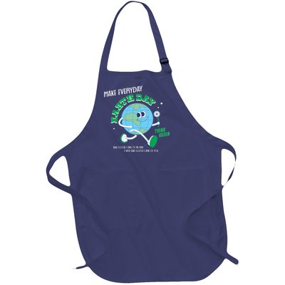 Funny Make Everyday Earth Day Think Green Cartoon Earth Full-Length Apron With Pockets