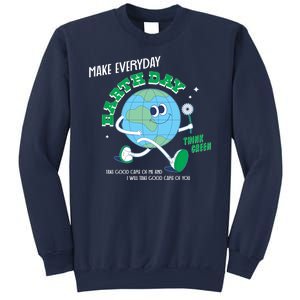 Funny Make Everyday Earth Day Think Green Cartoon Earth Sweatshirt