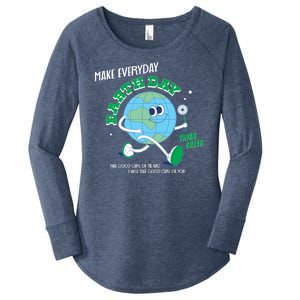 Funny Make Everyday Earth Day Think Green Cartoon Earth Women's Perfect Tri Tunic Long Sleeve Shirt