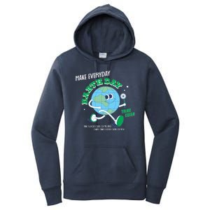 Funny Make Everyday Earth Day Think Green Cartoon Earth Women's Pullover Hoodie