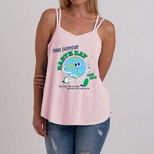 Funny Make Everyday Earth Day Think Green Cartoon Earth Women's Strappy Tank