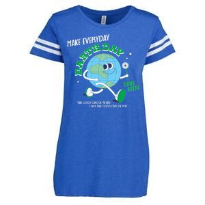 Funny Make Everyday Earth Day Think Green Cartoon Earth Enza Ladies Jersey Football T-Shirt