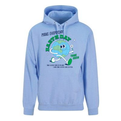 Funny Make Everyday Earth Day Think Green Cartoon Earth Unisex Surf Hoodie