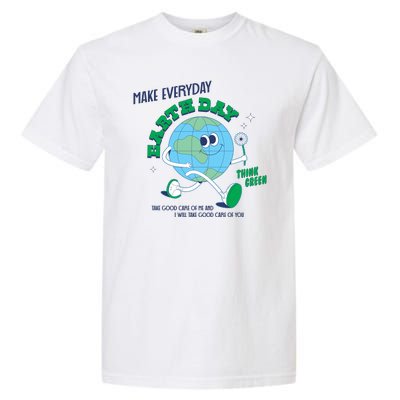 Funny Make Everyday Earth Day Think Green Cartoon Earth Garment-Dyed Heavyweight T-Shirt