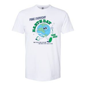 Funny Make Everyday Earth Day Think Green Cartoon Earth Softstyle® CVC T-Shirt