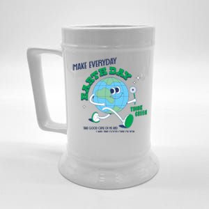 Funny Make Everyday Earth Day Think Green Cartoon Earth Beer Stein