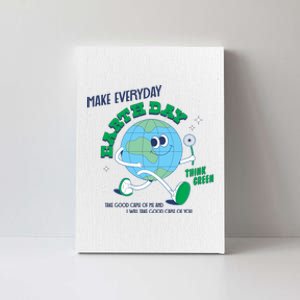 Funny Make Everyday Earth Day Think Green Cartoon Earth Canvas