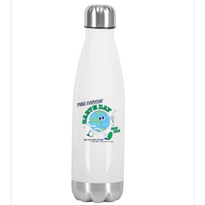 Funny Make Everyday Earth Day Think Green Cartoon Earth Stainless Steel Insulated Water Bottle