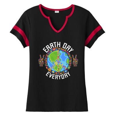 Funny Make Everyday Earth Day Planet World Earth Day Flower Gift Ladies Halftime Notch Neck Tee