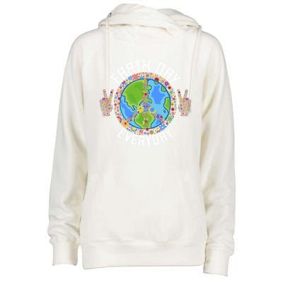 Funny Make Everyday Earth Day Planet World Earth Day Flower Gift Womens Funnel Neck Pullover Hood