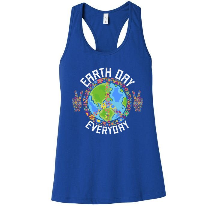 Funny Make Everyday Earth Day Planet World Earth Day Flower Gift Women's Racerback Tank