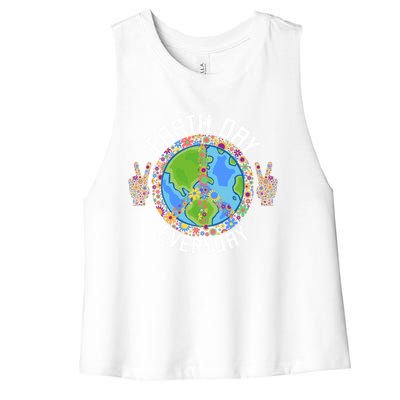 Funny Make Everyday Earth Day Planet World Earth Day Flower Gift Women's Racerback Cropped Tank