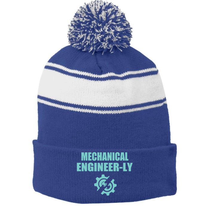 Funny Mechanical Engineer Student Nearly Engineer Major Pun Gift Stripe Pom Pom Beanie