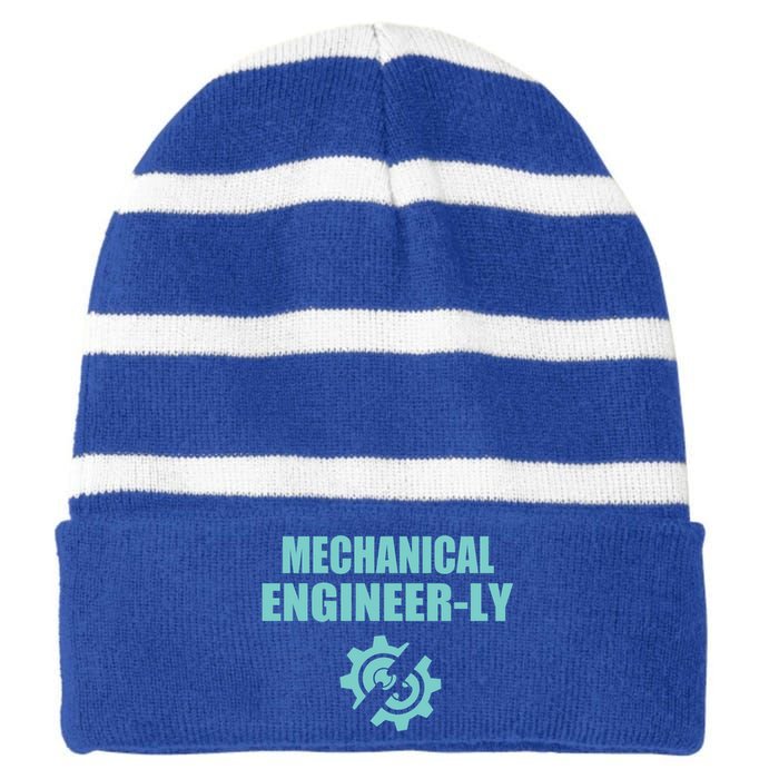 Funny Mechanical Engineer Student Nearly Engineer Major Pun Gift Striped Beanie with Solid Band