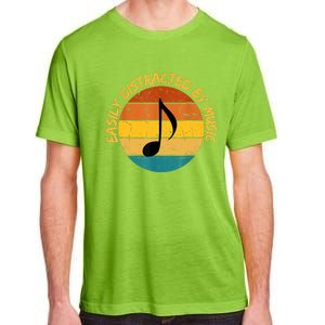 Funny Music Easily Distracted By Music Musician Music Lover Adult ChromaSoft Performance T-Shirt