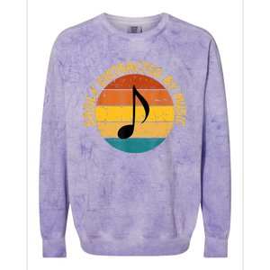 Funny Music Easily Distracted By Music Musician Music Lover Colorblast Crewneck Sweatshirt