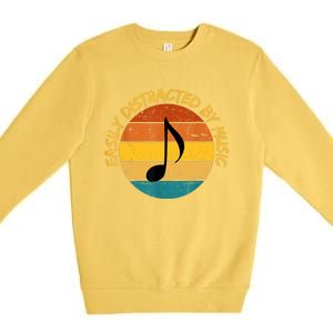 Funny Music Easily Distracted By Music Musician Music Lover Premium Crewneck Sweatshirt