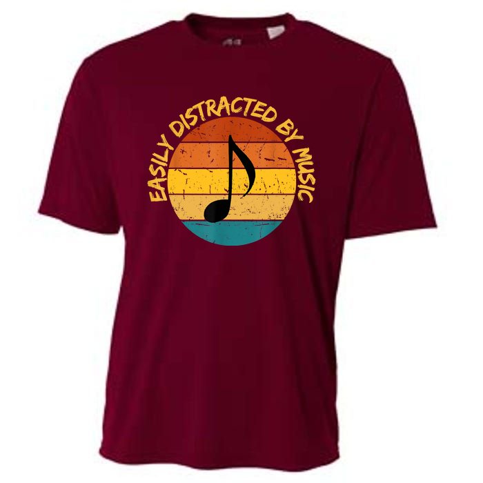 Funny Music Easily Distracted By Music Musician Music Lover Cooling Performance Crew T-Shirt