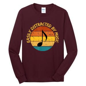 Funny Music Easily Distracted By Music Musician Music Lover Tall Long Sleeve T-Shirt