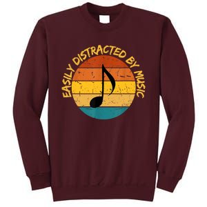 Funny Music Easily Distracted By Music Musician Music Lover Tall Sweatshirt