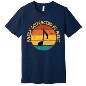 Funny Music Easily Distracted By Music Musician Music Lover Premium T-Shirt